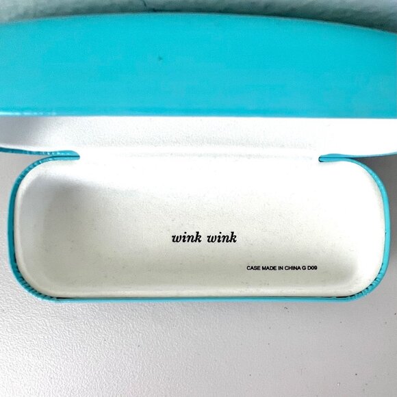 Kate Spade New York Hard Shell Eyeglasses Case Wink Wink Interior Teal Blue EUC - Picture 5 of 5